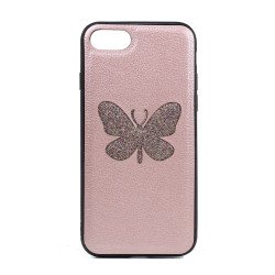iPhone 8 / 7 Glitter Butterfly Fashion PU Leather Case (Rose Gold)